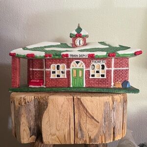 Coca-Cola Town Square Train Depot Collectible - Retired/Light